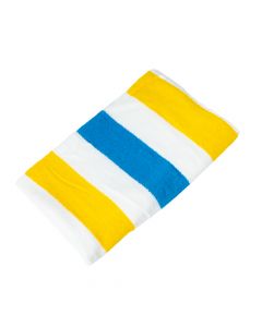 Toalla baño estampado franjas amarillo con turquesa