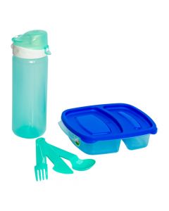 Set tazón, botella y cubiertos