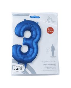 GLOBO METAL #3 AZUL 36PULG