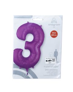 GLOBO METAL #3 FUCSIA 36PULG
