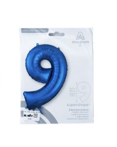 GLOBO METAL #9 AZUL 36PULG