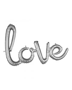 Globo frase love 14x14x20cm metal plata