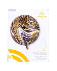 Globo metálico orbz marblez negro 38cm