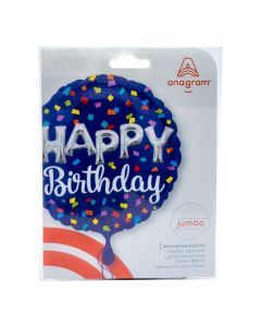Globo jumbo azul confetti birthday