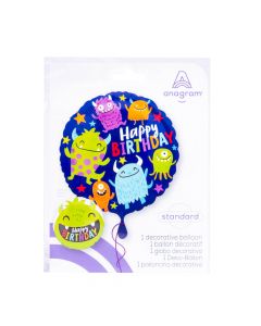 Globo metal happy birthday Monster 18pulg