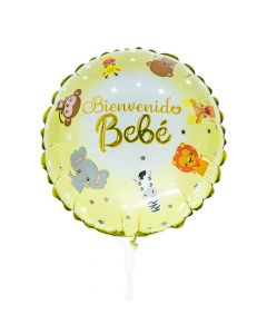 Globo metal bienvenido animal bebe 9pulg