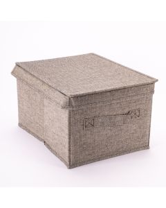 Caja organizadora tela con tapa 34x25.7x19.1cm gris