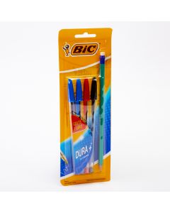 Lapicero BIC cristal dura 4und + lápiz