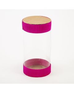 Caja cilíndrica corrugada transparente 7cmx7cmx14cm vt309-f