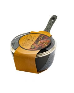 Olla metal lisa y estampado puntos con tapa y mango madera 3.0qt 