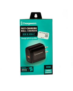 Cubo para carga USB y tipo C 20w negro