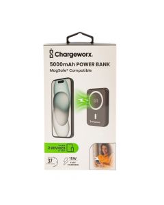 Batería portátil carga rápida magsafe 15w 5000mah 37hrs negro