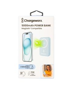 Batería portátil carga rápida magsafe 15w 5000mah 37hrs celeste