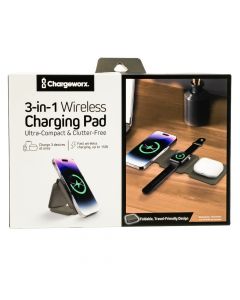 Cargador inalámbrico 3en1 ultra compacto 15w negro
