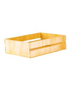 Caja madera lisa rectangular con rejilla grande beige