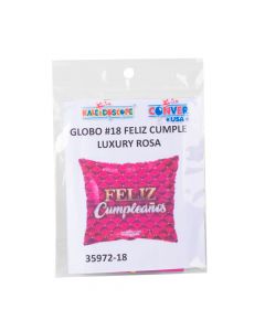 Globo metálico feliz cumple cuadrado fucsia 18pulg