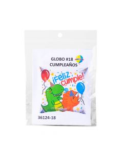 Globo metálico feliz cumple dinosaurio 18pulg