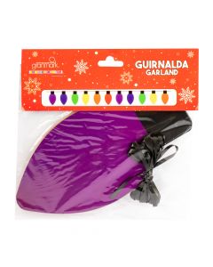 Letrero focos navideños multicolor cartulina