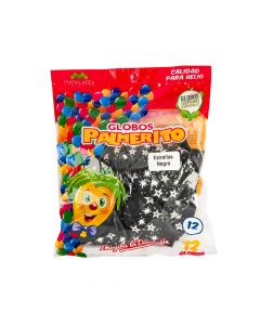 Globo #12 impreso estrella negro 12und
