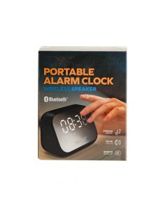 Reloj con alarma portátil y bluetooth recargable negro