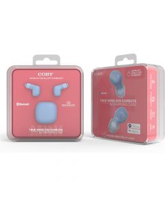 Audífono inalámbrico bluetooth con case para carga celeste