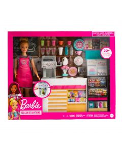 Muñeca Barbie con accesorios para juego cafetería +20pzas +3a