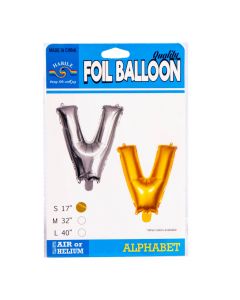 Globo metal letra V 17pulg dor