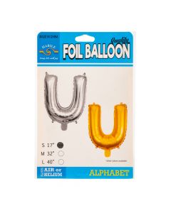 Globo metal letra U 17pulg plateado
