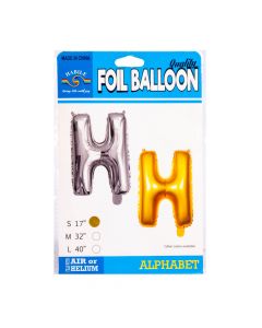 Globo metal letra H 17pulg dorado