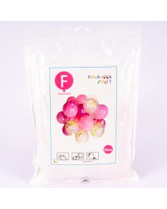 Globo látex liso marmoleado y confeti 12pulg 20pzas tonos rosado