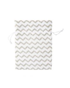 Bolsa tela estampado líneas zig zag 13.7x18cm blanco