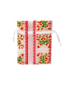 Bolsa tela estampada bastones navideño 13x10cm