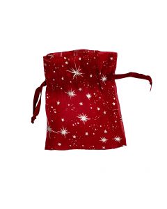 Bolsa tela organza estamp estrellas 9.7x12.2cm rojo