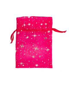 Bolsa tela estampada estrellas 13x18cm fucsia