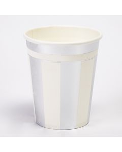 Vaso cartón estampado 10und 8.5x7.5x5cm plateado blanco