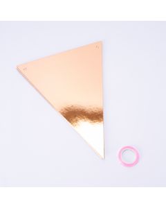 Banderín cartón forma triangulo liso 18.8x25.5cm 11und oro rosa