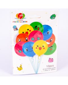 Globo látex caras Pokémon 10pzas 12pulg calidad helio surtido