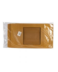 Caja cartón lisa tapa con ventana transparente 20x7cm marrón