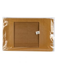 Caja cartón lisa tapa con ventana transparente 30.5x7cm marrón