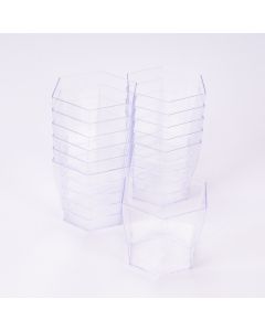 Vaso shot plástico hexagonal para postre 7.2x6.3cm 5oz 12und transparente