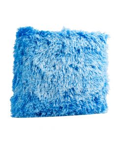Almohadón tela afelpado 40x40cm combinado azul blanco