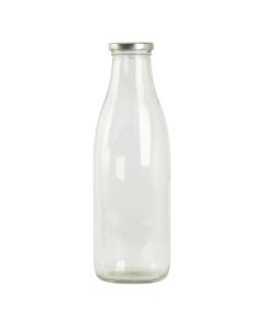 Envase vidrio liso con tapa 1000ml transparente