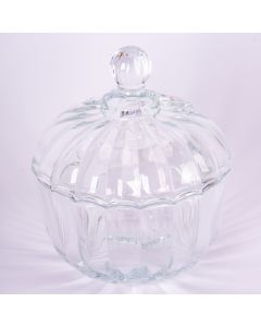 Dulcera vidrio con tapa 13.5cm transparente