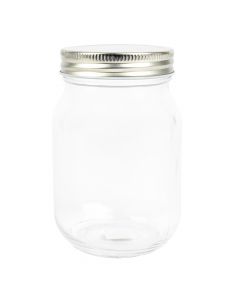 Frasco vidrio 500ml redondo plateado