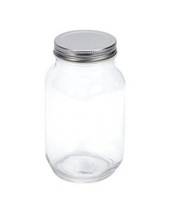 Frasco vidrio 750ml redondo plateado