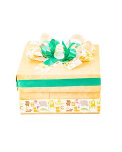 Caja kraft decorado bebe #19 16x16x9cm