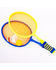 Raqueta plástica badminton 48x22cm 4pzas surtido