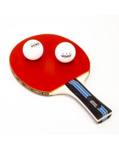 Raqueta madera tennis mesa + pelota 4pzas
