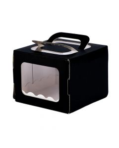 Caja cartón para pastel con ventana 14x14x11cm negro