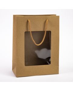 Bolsa papel ventana 24x18x8.5cm marrón